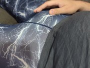 OnlyFans Teaser: hung, hairy bear stroking and cumming in spandex tights