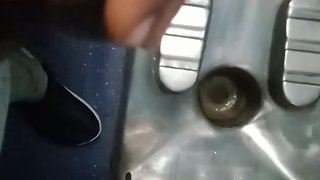 Solo male masturbation in indian train toilet: black, gay, cum, uncut