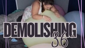 POP! Demolishing many 36" balloons, squeeze and nail pops.