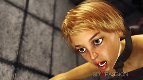 Cuffed sexy blonde with many boobs gets fucked rough by a huge black cock in the prison
