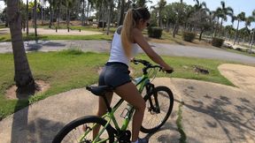 Risky outdoor play with Asian fit gril in public gym park – almost caught!