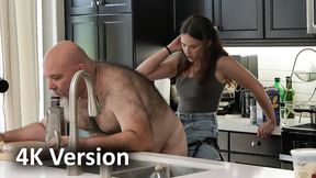 Bratty Stepdaughter Part One (4K Version): Pegger Her Caged Stepdad While He Cooks Her Dinner