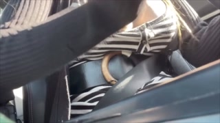 Italian Horny Big Tits Artemisia Love Driving Around LA Smoking and Flashing her big boobs nipples