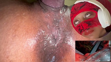 ebony eye rolling orgasm while watching anime