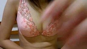 My barely legal skinny girlfriend strokes her hairy pussy home alone