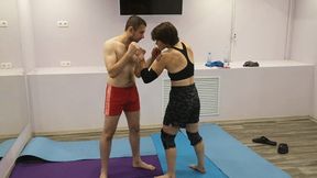 Fem pro fighter vs guy competitively