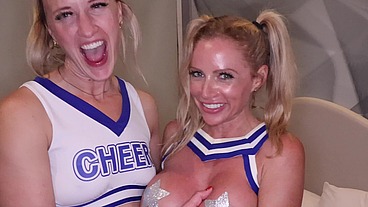 Cheerleaders Fuck Each Other Before Getting Dick Downed And Faces Covered In Cum
