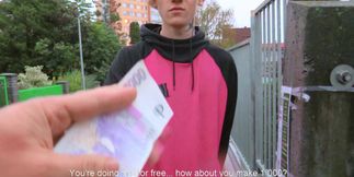 Blonde boy sucks cock for cash and gets laid in insane POV