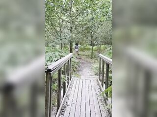 Hot arse wife flashing in the woods
