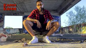 massive cum explosion with white sneakers on - karim kahn
