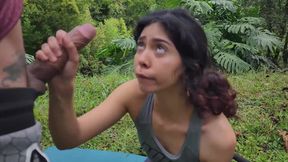 I see this hot latina girl enjoying her yoga in a public park and offer her a quick sex. She agrees!