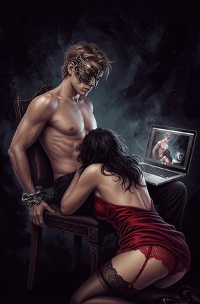 Lingerie-clad couple engage in BDSM and AI-generated blowjob