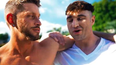 Hunk mounts handsome stud on his big dick after oral foreplay