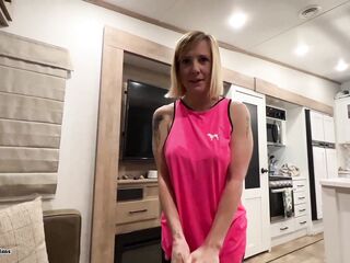 Hawt Golden-Haired Stepmom Gets Creampie in Ripped Yoga Panties - Shiny Schlong Films