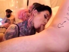 Tattooed Busty Amateurs Pleasing Big Cock on Webcam