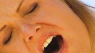 Sizzling looking blonde gets fucked on the field after a game of tennis