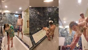 duo anal dans une salle de bain en verre dans cette belle villa la salle de ...