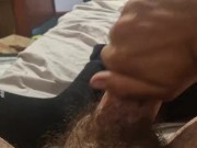My gf caught me wanking so made me ride her dildo