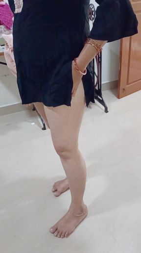 Desi black dress top only show in boobs and pussy