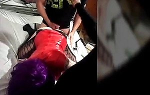 Sissyboy ivy takes 2 cocks and the cum on her face after gangbang fuck