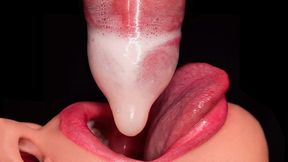 Close Up: Horny&#x1F975; Mouth Milking, Condom Broke - Best ASMR Blowjob 4K