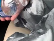 Friend pissing in bottle in car part two
