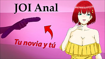 JOI Anal hentai: tu novia quiere probar su dildo doble.