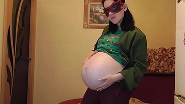 Hot pregnant slut Anna in costume