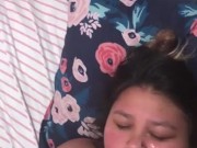 Husband Blowing a Thick Fat Facial On Cute Wife