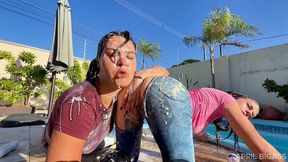 wet jeans, ripped denim & messy poolside girl/girl chaos — part 2