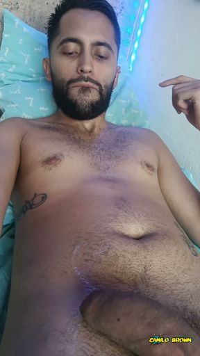 Camilo Brown CBT Big Cock Quick Balls Slapping Jerk Off and Cum Eating   Clip 2