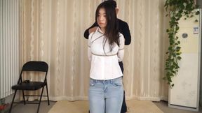 Cute Asian Tied In Jeans