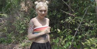 Juicy Blowjob in the Woods From Hot Blonde with Cum in Mouth!