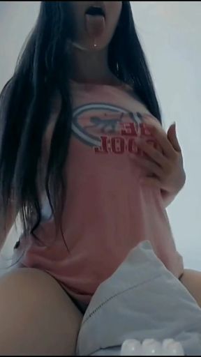Humping pillow naughty student waking up horny as fuck and masturbation herself   Clip 1