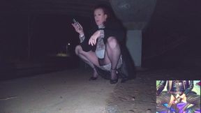 Tranny Hooker Peeing Under Bridge