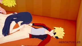 Boruto Naruto Hentai - Threesome Hinata is Fucked by Naruto while sucks Boruto'_s Dicks and They cums in her mouth and pussy