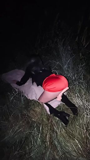 Outside in the dark, by myself, got scared