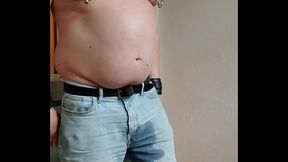 pig Wolfgang Schanz pissing in its jeans