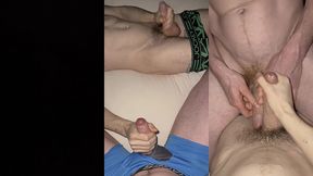 step bros jerk and cum huge loads together