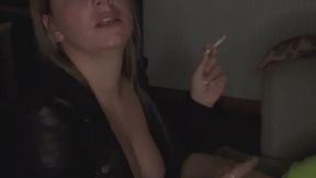 Goddess Paisley Smoking BlowJob Handjob Wearing Leather Jacket!