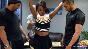Ebony teen gets gangbanged by white and black guys