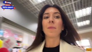Wife Cheats her Husband in the Entrance and walks on Public with Cum on Face - Cumwalk