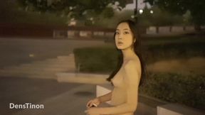 Skinny Asian Teen Walking Nude In A Park