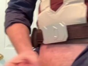 Captain America cosplayer cums for his country