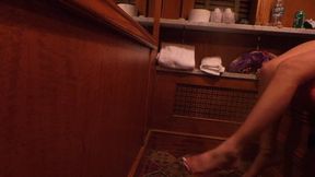 Unknown women makes hotel guest clean shoes part two