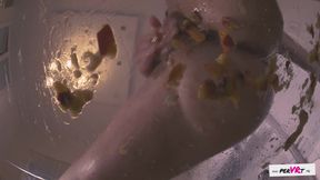 Fruit smoothie, Gina Gerson crushing fruit with her pussy and feet