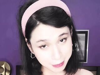 Pretty tranny DaniTheCutie greases herself up in this fun casual JOI