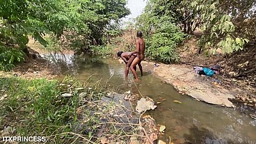 WE TOOK TURNS AND FUCKED A BITCH IN THE STREAM
