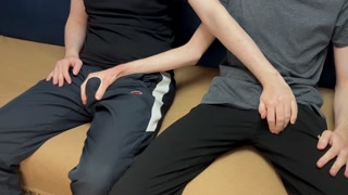 Gay cums hard from masturbating with his straight friend