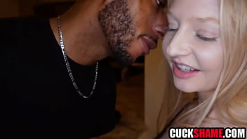 Horny wife fucks black guy while cuckold husband watches